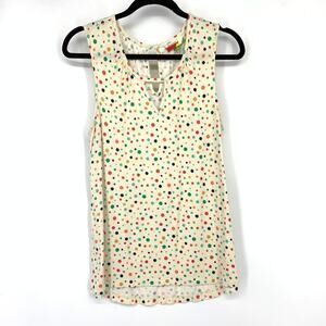 Modcloth Fervour Sleeveless Keyhole Neck Knit Blouse Sz M Multicolor Polka Dot
